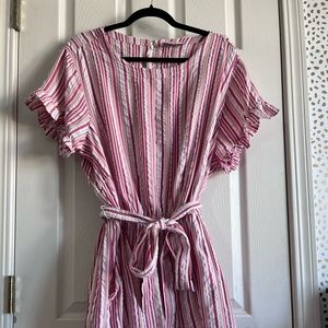 Loft Plus Striped Ruffle Romper